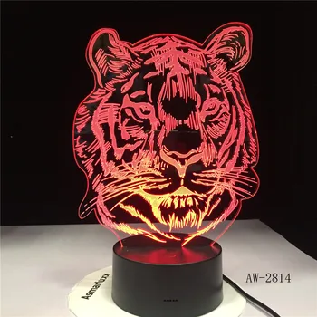 3D2824 Tigras 3D Lempos Lampara Touch Jutiklio, Vaikas, Vaikas, Kūdikis Dovana naktinė lempa Gyvūnų Namų Dekoro Naujovė Apšvietimo Tigro Galva LED Naktį