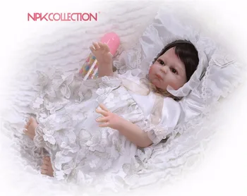 NPK naujų karšto 19inches medvilnės, kūnas gyvas gyvas kūdikis mergaitė su trumpu įklijuoti plaukų ir gražių drabužių Silikono Reborn baby lėlės