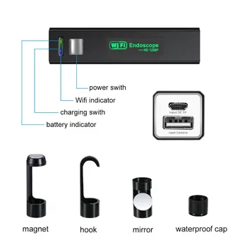 1080P Mini Kamera, WIFI IP68 Vandeniui Endoskopą Kameros 8mm USB Endoskopą Borescope Vaizdo Kontrolės IOS Endoskopą 