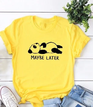 GAL VĖLIAU Mielas Panda Print Moterų Marškinėlius Atsitiktinis Juokingi Marškinėliai Lady Mergina Viršuje Hipster moteriški Drabužiai Tumblr Grafinis Marškinėliai
