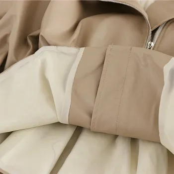 Rudenį Moterų Odos Trumpą Striukę Turn-Žemyn Apykaklės korėjos Stiliaus Mados Dirbtiniais PU Odos Paltas su Diržu Slim Outwear Visiškai