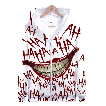 HAHA Joker Juokinga 3d atspausdintas hoodie Helovinas Kvailai Šypsotis palaidinukė mados streetwear hoodies palaidinės Unisex Striukė Kailis