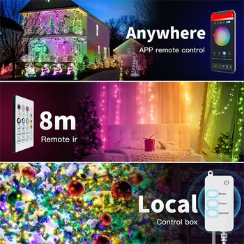 Benexmart Tuya WiFi Smart RGB LED String Žibintai USB Įkrovos Juostelės Šviesos Alexa, Google Namų Nuotolinio Valdymo Kalėdų Dekoro 5m 10m