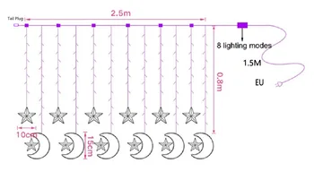 Moon Star Lempos, LED Lempos, Styginių Ins Kalėdų Žiburiai Apdailos Atostogų Žiburiai Užuolaidų Lempos Vestuvių Neon Žibintų 220v pasakų šviesos