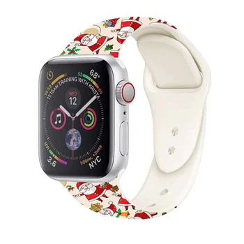 Dirželis Spausdinti Riešo Diržas Watchband Minkšto Silikono Kalėdų Dovaną, Gėlių 5 4 44mm 40mm Iwatch 5 4 3 38mm 42mm Apple Watch Band