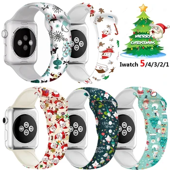 Dirželis Spausdinti Riešo Diržas Watchband Minkšto Silikono Kalėdų Dovaną, Gėlių 5 4 44mm 40mm Iwatch 5 4 3 38mm 42mm Apple Watch Band