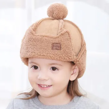 Nuo 2 iki 6 metų amžiaus berniuko, Bombonešis skrybėlę Minkštas kailis viduje Žiemą Beanies Vaikas Tirštėti ausų kepurės vaikams Kepuraitė merginos Earflap Kepurės