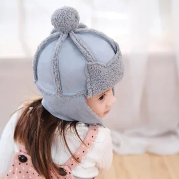Nuo 2 iki 6 metų amžiaus berniuko, Bombonešis skrybėlę Minkštas kailis viduje Žiemą Beanies Vaikas Tirštėti ausų kepurės vaikams Kepuraitė merginos Earflap Kepurės