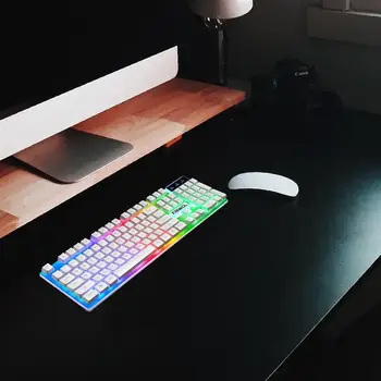 Laidinio Žaidimų Klaviatūra, Mėlyna Raudona Įjungti Stabdžių-šešėlius LED Apšvietimu LED Vandeniui Klaviatūrą Žaidėjus Nešiojamas Kompiuteris