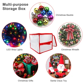 Skaidrus Kalėdų LED Lempos Saugojimo Dekoro Atveju su Kalėdų Kamuolys Organizatorius su Rankena Kalėdų krepšys