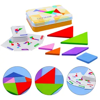 1 set Kūrybinį Galvosūkį Žaislai, vaikiškos Dėlionės Plėtoti Švietimo Žaislai, Dėlionės Geometrinės Formos Tangram Spalva Pastate