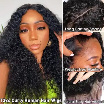 Keistą Garbanotas Nėrinių Priekinės Perukas Peru Plaukų Moterims 13*4 Nėriniai Priekiniai Žmogaus Plaukų Perukai Prieš Nupeštos Remy Keistą Perukai