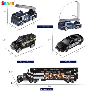Diecast modelis Inžinerijos traktoriaus žaislas automobilis 3 Police& Fire truck Lenktynių Švietimo Žaislai, sunkvežimių, berniukams, vaikams nuo 2 iki 4 metų