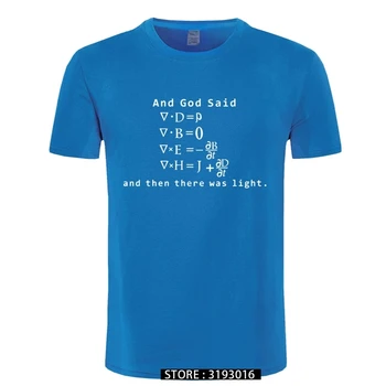 Dievas Sakė, kad Maksvelo Lygtys ir Ten Buvo Šviesos T Medvilnės Marškinėliai trumpomis Rankovėmis T-marškinėliai Vyrams, Viršuje Tees Camisetas Mascul