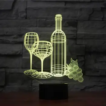 Vyno Taurė Led 3D Naktį Šviesos Vynuogių Romantiškas Stalo, stalinės Lempos Vaikų Šalis Miegamojo Atmosferą 3D lempa Vaikams Dovanos
