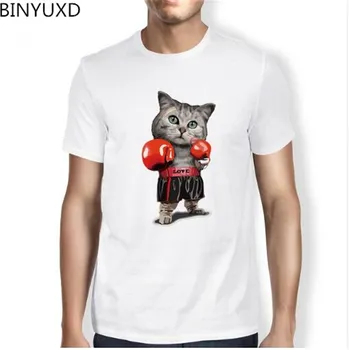 Binyuxd Vyrų Boxinger Kačių Mados 3D Print T-Shirt Vasaros Kawaii Plius Dydis Puglism Stiprus Boksininkas Vyrų T shirts