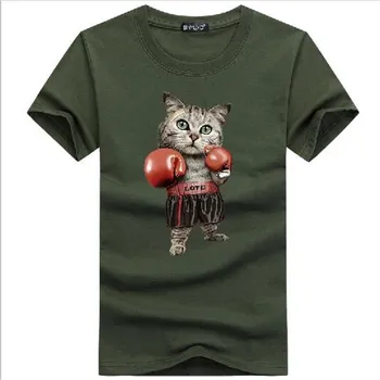 Binyuxd Vyrų Boxinger Kačių Mados 3D Print T-Shirt Vasaros Kawaii Plius Dydis Puglism Stiprus Boksininkas Vyrų T shirts