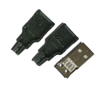 100vnt vyrų suvirinimo line USB male trijų dalių tipas visuomenės sėdynės 4P4 linija plastikinį korpusą su plastiko lukštais šilumos sandarinimo tipas