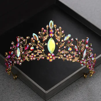 China Crystal Crown Nuotaka Plaukų Aksesuarai Vestuvių Tiara ir Karūna Už Nuotaka Moterų Derliaus Crystal Golden Crown Galvos Papuošalai