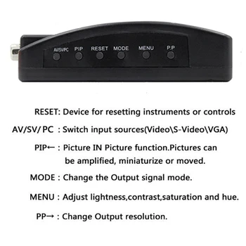 PC Nešiojamas Composite Video TV RCA Composite S-Video, AV-In, PC VGA LCD Iš Konverteris Adapterį Switch Box Black Su nuolatinės srovės kabelis