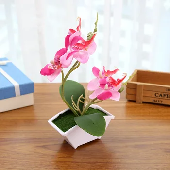 Modeliavimo gėlės phalaenopsis bonsai šilko gėlė, orchidėja, plastikiniai puodą mini puodą namų dekoracija stalo reikmenys dekoro 1 set