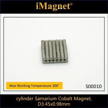 S00010 20/100/500pcs Samaris Kobalto Retųjų Žemių SmCo Magnetinio cilindro, D3.45x0.98mm, Aukštos temperatūros magnetas