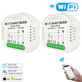 WiFi Smart Switch Namų Valdymo Modulis Paslėptas Smart Switch Pažangaus Gyvybės Tuya 90-250V Su Alexa 