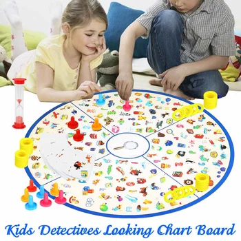 Vaikai Puzzle Detektyvai Ieško Diagramos Valdybos Smegenų Mokymo Švietimo Žaidimas Rinkinys