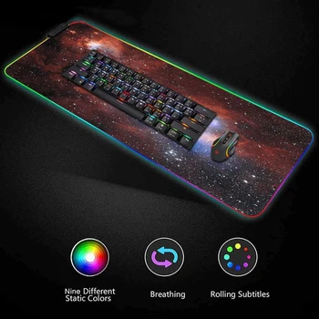 Pelės Mygtukai Dideli RGB Visatos Starfield Rūko Erdvėje Ūkas Pelės Mygtukai LED Kompiuterio Kilimėlis 