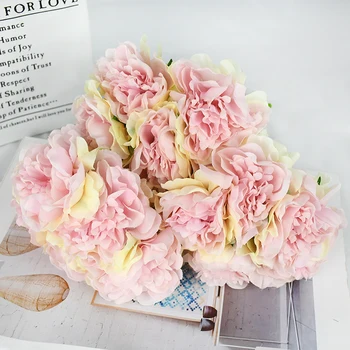 Dirbtinio Šilko Gėlės Baltos, Rožinės Hydrangea Puokštė Stalo Gėlių 