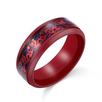 Raudonas Drakonas nerūdijančio plieno Žiedas Mens Papuošalai Vyrams viešpaties Vestuvių Juostoje vyrų žiedas, skirtas mėgėjams, Juvelyriniai dirbiniai didmeninė