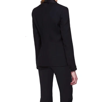 Naują Rudenį mados kostiumas kostiumas moterų karjeros kostiumas striukė ir ilgais temperamentas atsitiktinis dviejų dalių /1set +kelnės banga