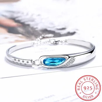 925 sterlingas sidabro naujų moteris fine jewelry aukštos kokybės mėlyna kristalų cirkonis retro paprasta karšto pardavimo 