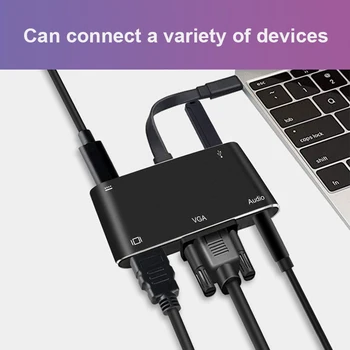 USB C HUB C Tipo Docking Station USB-C Pasirinktinio įvedimo Adapteris su USB 3.0 Tipo C Uosto HDMI suderinamus VGA Audio 