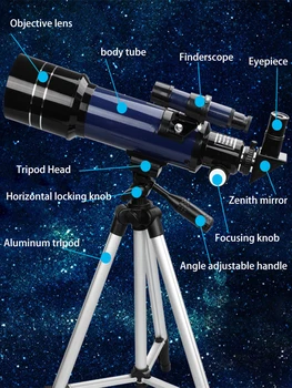 Profesinės Zoom Astronominis Teleskopas 70400 Plataus Kampo Galingas Teleskopas Night Vision Deep Space Star Mėnulis Peržiūrėti Monokuliariniai