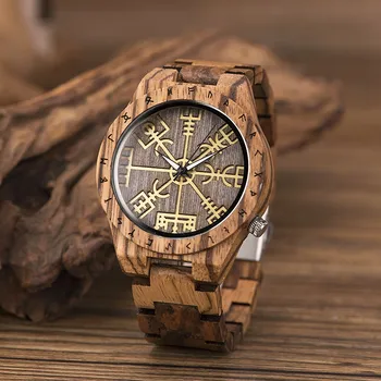 BOBOBIRD Medienos Vyrai Žiūrėti Kompasą Turėtojas Vegvisir vyras Prabangus Laikrodis Šviesos Rankas Žiūrėti Islandija Simboliai Laikrodis zegarek meski