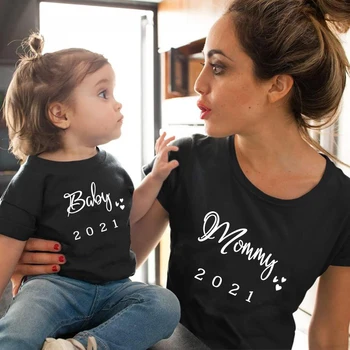 2021 Juokinga Šuniukų Mamytė Marškinėlius Šeimos Atitinkančių Drabužių Mados Medvilnės Šeimos Atrodyti Motina Dukra Drabužius mamytė ir man drabužius