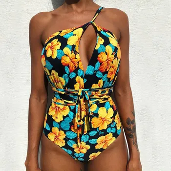 Bikini 2020 Naujas Seksualus Vientisas Maudymosi Kostiumėlis Gėlių Spausdinti Bikini Komplektas Persipintos Maudymosi Kostiumėliai, Maudymosi Kostiumą, Plaukimo Brazilijos Paplūdimio