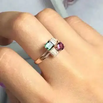Gamtos turmalino žiedas, Natūralus akmuo žiedas S925 sterlingas sidabro žiedas madinga, Elegantiška Aikštėje energetikos moterims, dovana, Papuošalai