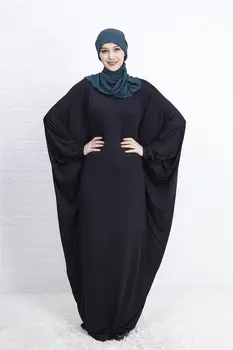 Abaja Musulmonų Moterys Ilga Suknelė Jilbab Kaftan Šikšnosparnių Rankovėmis Atsitiktinis Palaidų Arabų Maxi Skraiste Islamas Vientisos Spalvos Suknelė Malda Drabužiai, Drabužis