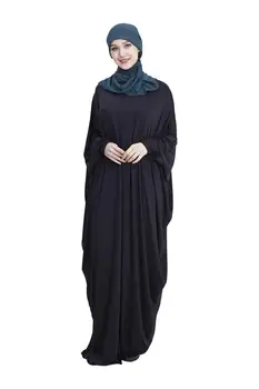 Abaja Musulmonų Moterys Ilga Suknelė Jilbab Kaftan Šikšnosparnių Rankovėmis Atsitiktinis Palaidų Arabų Maxi Skraiste Islamas Vientisos Spalvos Suknelė Malda Drabužiai, Drabužis