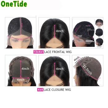 ONETIDE didmeninė giliai banga nėrinių priekinės perukas Brazilijos hari perukai, nėrinių priekio Žmogaus Plaukų Perukai už juodaodžių moterų 4x4 nėrinių uždarymo perukas