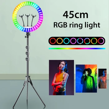 18 colių 13inch LED Vaizdo Selfie RGB Šviesos Žiedas 45cm 33cm Spalva Fotografija Apšvietimo Su Trikojo 