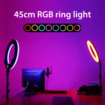 18 colių 13inch LED Vaizdo Selfie RGB Šviesos Žiedas 45cm 33cm Spalva Fotografija Apšvietimo Su Trikojo 