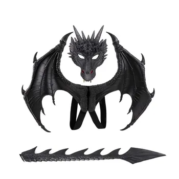 Demonas Dragon Cosplay Kostiumų Dinozaurų Rinkinys Sparno ir Kaukes Kalėdų Halloween Carnival Vaikas, vaikai Dovanų Šalių Rekvizitai