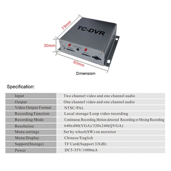 Karšto SD Kortelių Mini Automobilių DVR Vaizdo įrašymo Remti Dual 32GB TF Kortelės Realaus laiko vaizdo Įrašymo, Judesio Aptikimo VGA 640*480