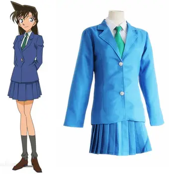 Anime Detective Conan / Byla Baigta Mouri Vyko Cosplay Kostiumai, Rachel Moore, Pilnas Komplektas Mėlynos Spalvos Mokyklinę Uniformą ( Švarkas + Sijonas + Kaklaraištis)