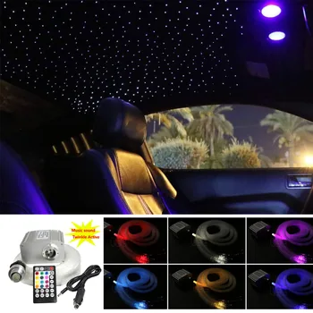 Muzikos Aktyvus 10W RGBW Šmėžavimas LED Optinio Pluošto Star Lubų apšvietimo Rinkinys 150/200pcs*0,75 mm*2M Optinio Pluošto Automobilių Žvaigždžių Šviesos
