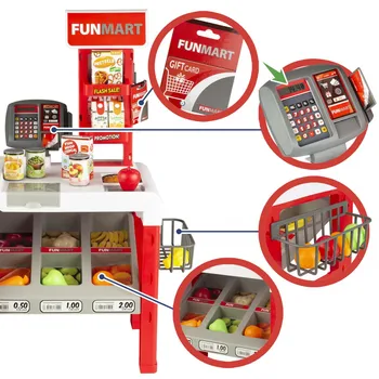 Prekybos centrų žaislas su priedais, šviesos ir funville skamba