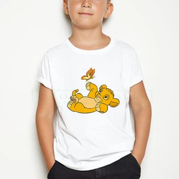 2020 Vaikai Simba Mielas Animacinis Liūtas Karalius, Print T-shirt Girls/Boys Juokinga Gyvūnų Kūdikių Drabužiai Vaikams Vasarai Marškinėlius Streetwear
